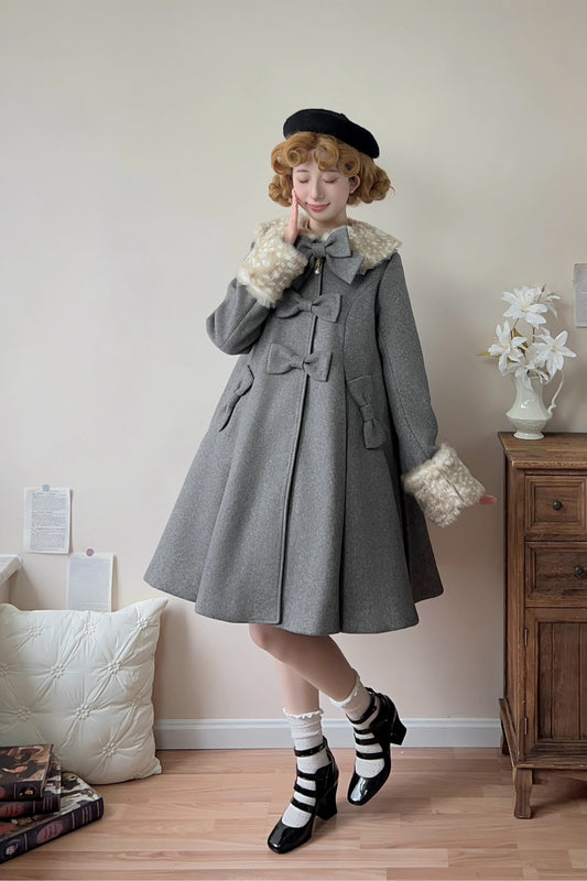 Aラインファーつきコート(裏地ダウンver.)【Unideer】