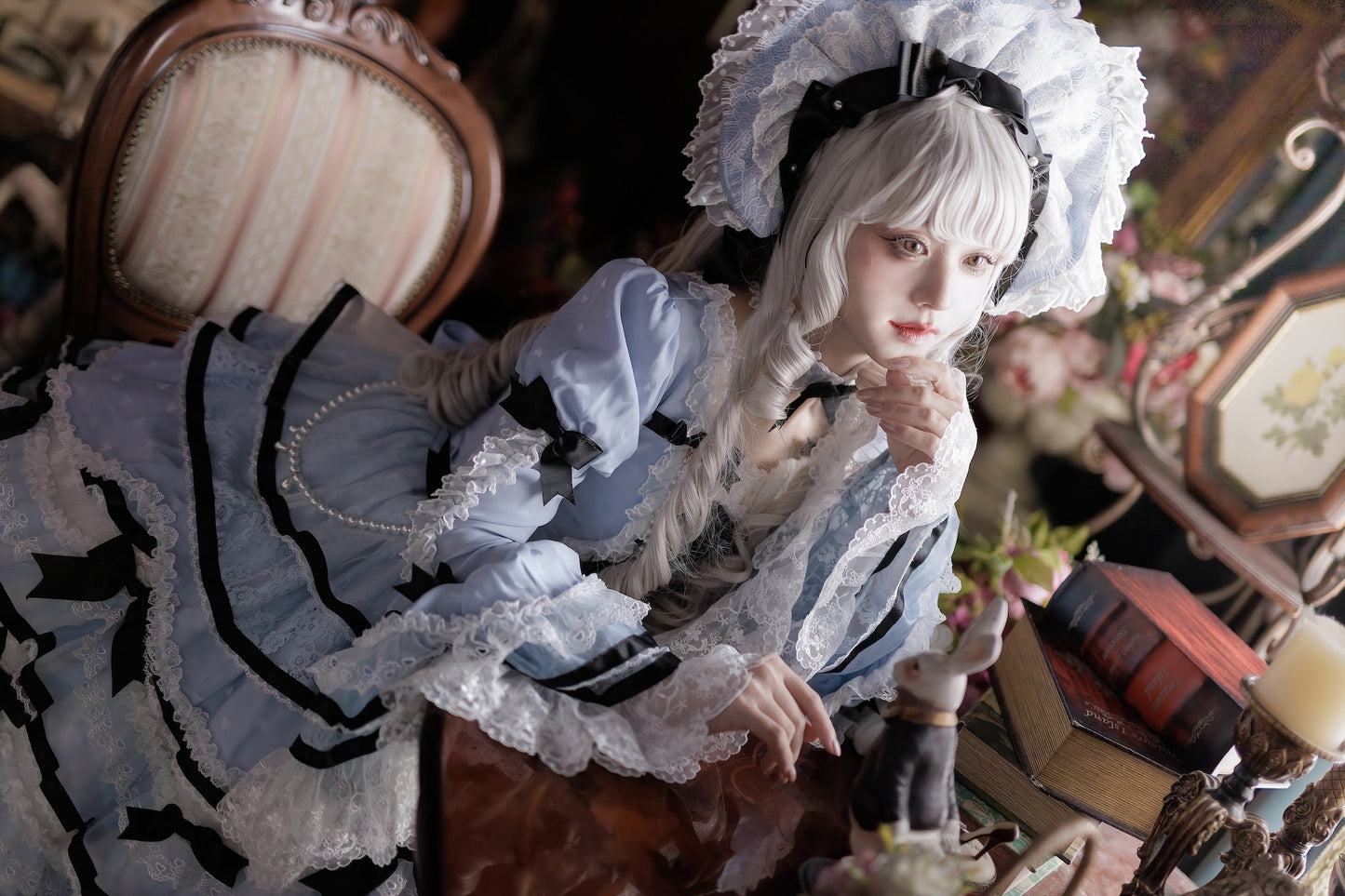 【受注予約~5/10】Velvet Cake ワンピース・フルセット(サックス×ブラック SP ver.)【Angels Heart】