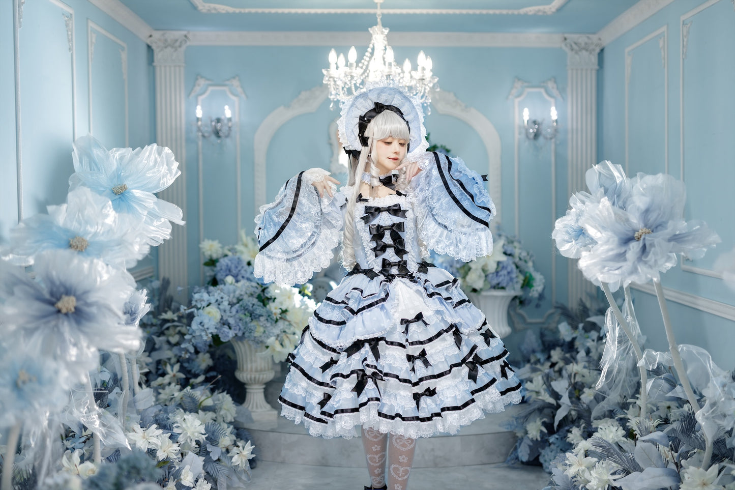 【受注予約~5/10】Velvet Cake ワンピース・フルセット(サックス×ブラック SP ver.)【Angels Heart】