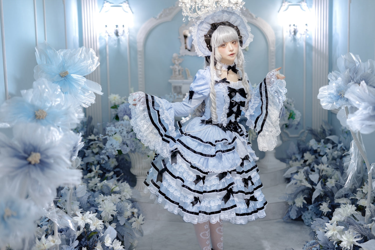 【受注予約~5/10】Velvet Cake ワンピース・フルセット(サックス×ブラック SP ver.)【Angels Heart】