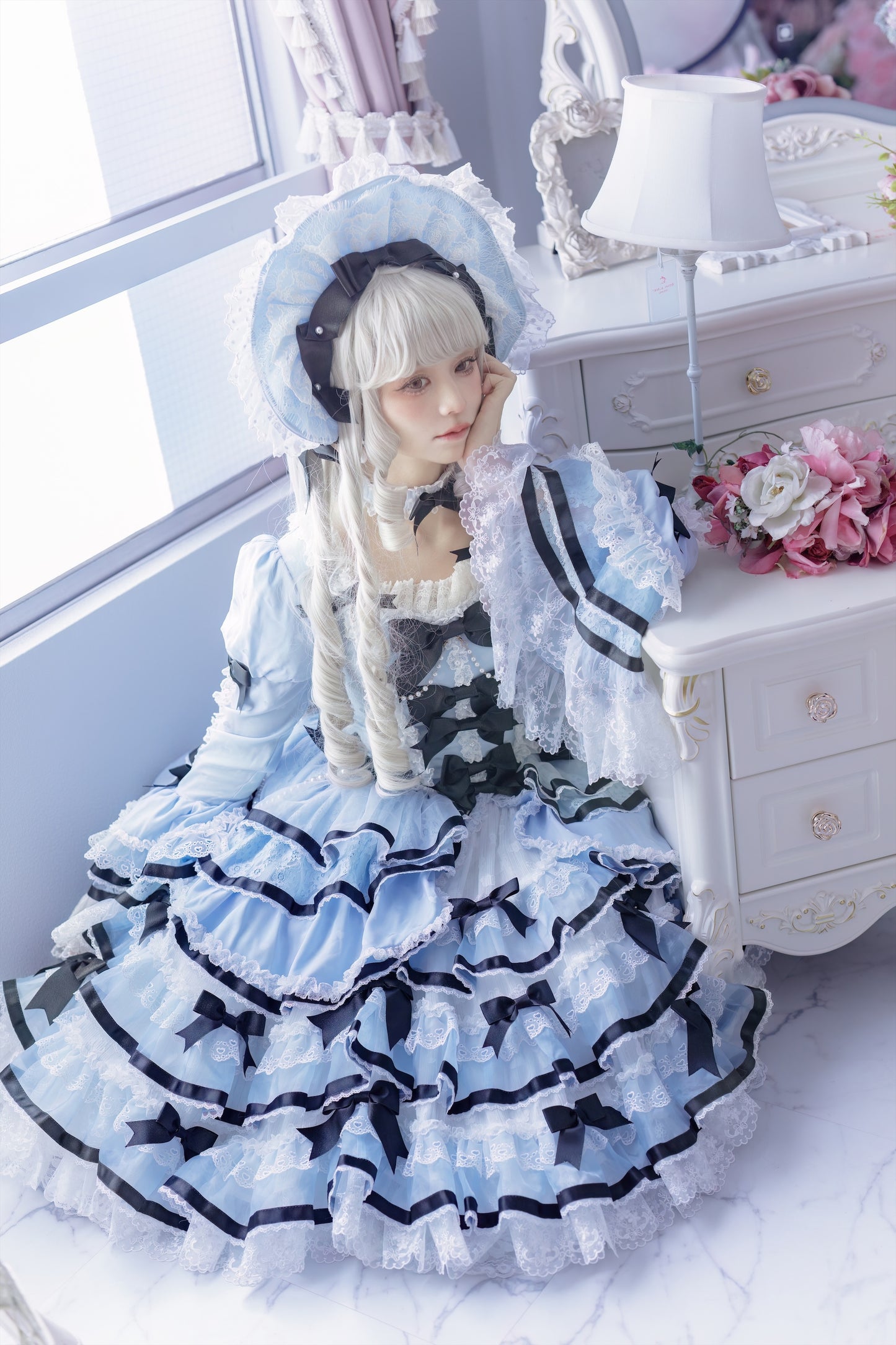【受注予約~5/10】Velvet Cake ワンピース・フルセット(サックス×ブラック SP ver.)【Angels Heart】