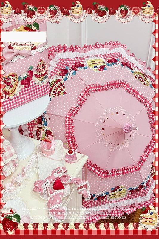 【受注予約~11/18】Strawberry Cake Illustration パラソル【花与珍珠匣】