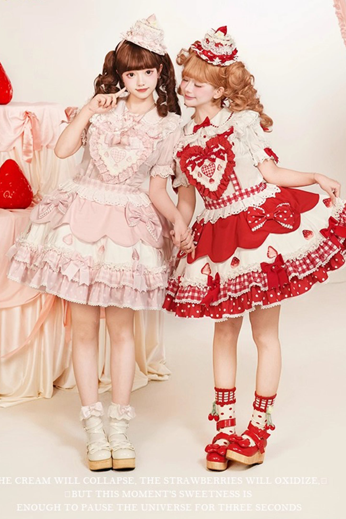 【受注予約~11/18】Strawberry Cake Illustration スカート【花与珍珠匣】