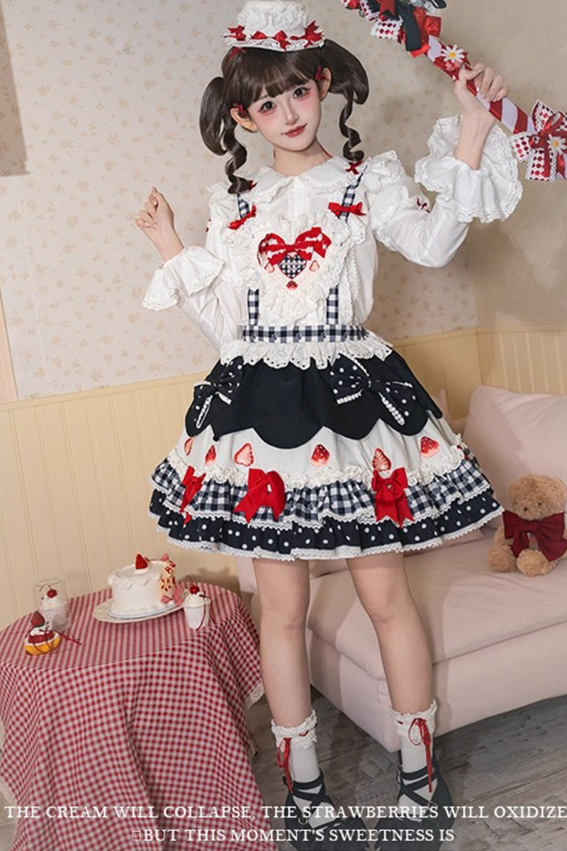 【受注予約~11/18】Strawberry Cake Illustration スカート【花与珍珠匣】