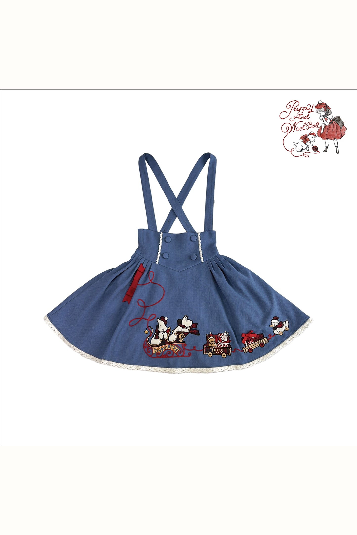 【受注予約~10/30】Puppy and WoolBall サスペンダースカート【iris de nuit】