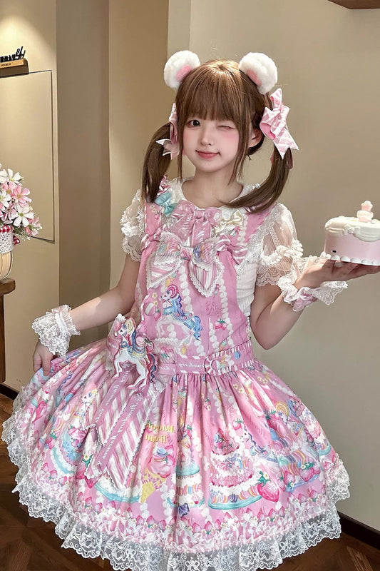 【受注予約~4/27】Pastel Macarons サロペットスカート【双生小熊】