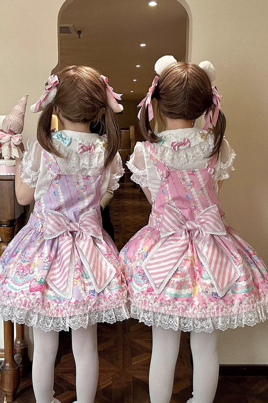 【受注予約~4/27】Pastel Macarons サロペットスカート【双生小熊】