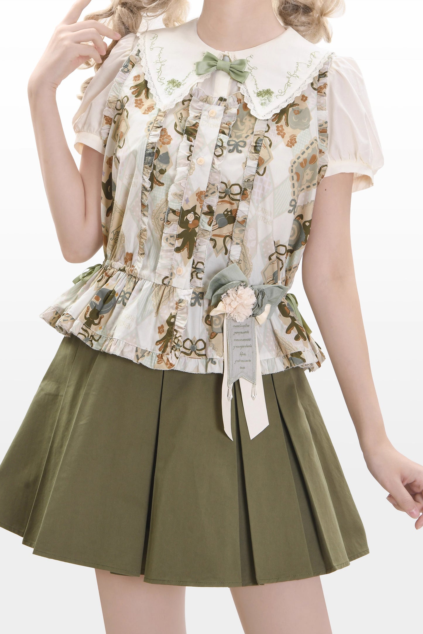 Cat Afternoon Tea ノースリーブトップス【FrogicStudio】