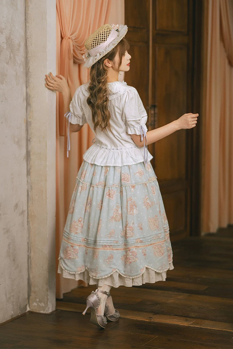 【受注予約~7/23】Little White Goose with Flowers ブラウス・スカート【Miss Cube】
