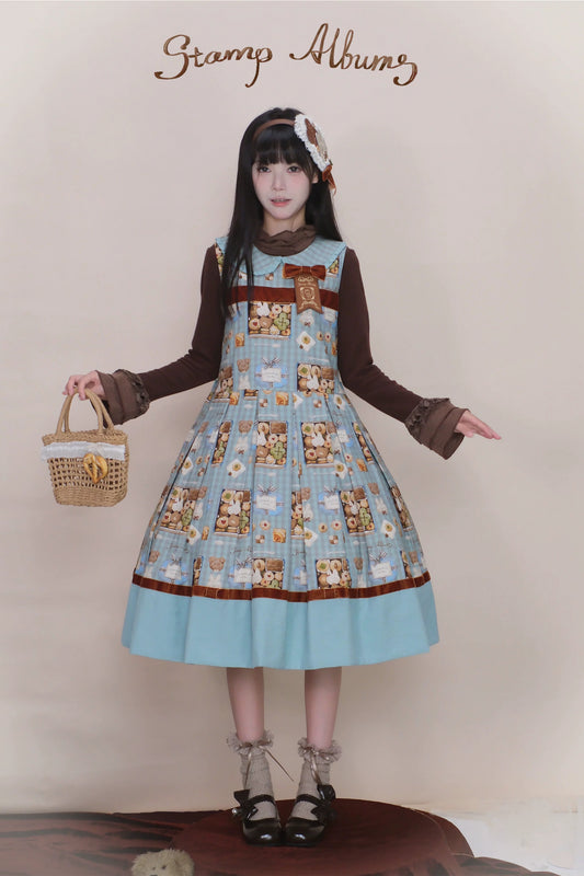 【受注予約~10/1】クッキー缶 ブラウス・スカート【Stamp Albums】
