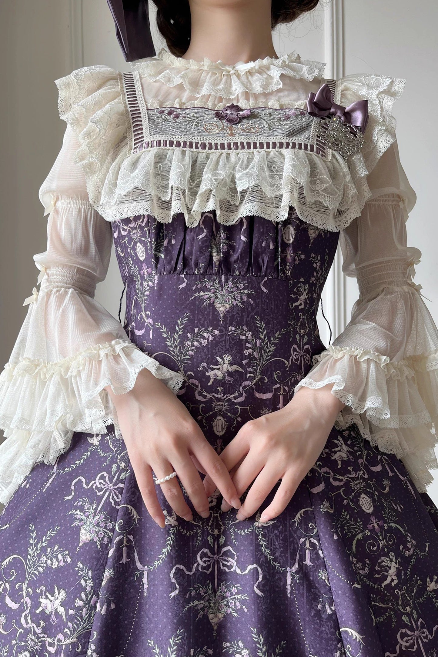 【受注予約~9/11】Angel Flower Wall インナーブラウス【iris de nuit】