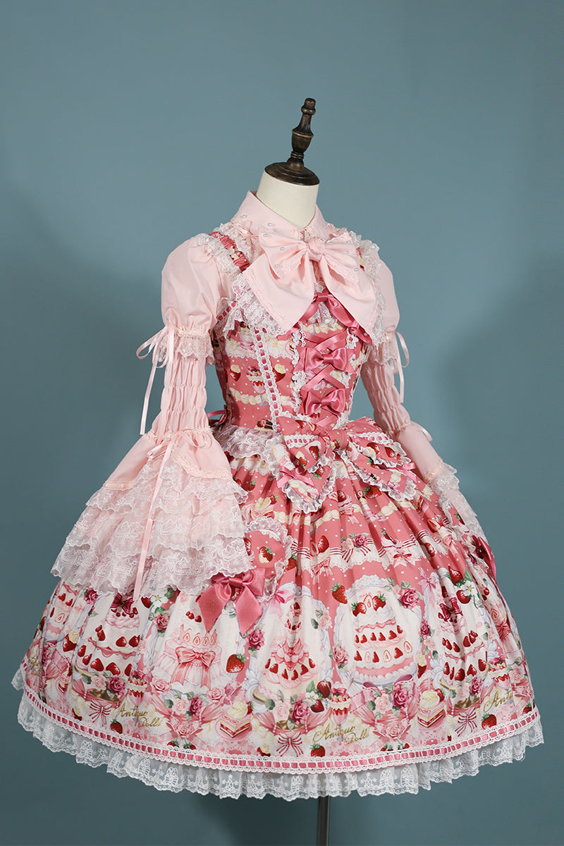 【受注予約~10/15】Strawberry Cake Bouquet 2.0 ブラウス【AntiqueDoll】