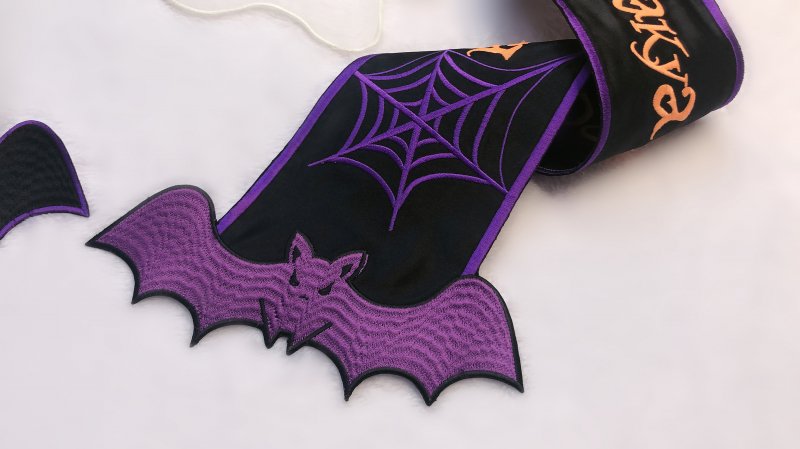 【即納】Halloween Gost Bat 刺繍エプロン【時之砂】