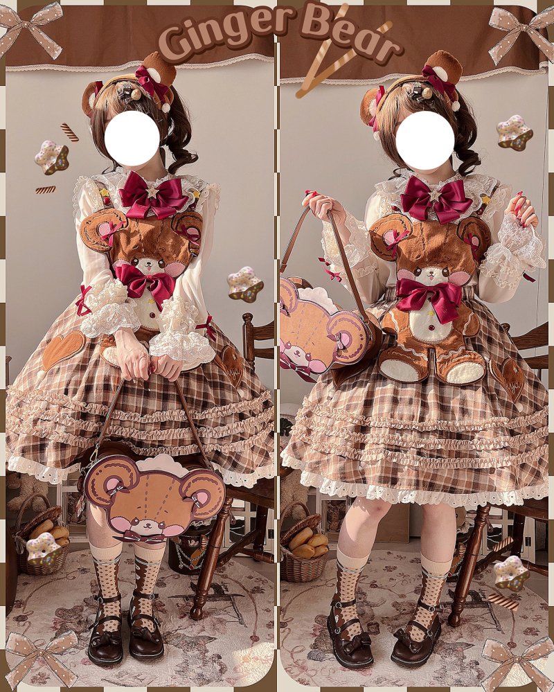 【取り寄せ】Gingerbread Bear ジャンパースカートセット【時之砂】