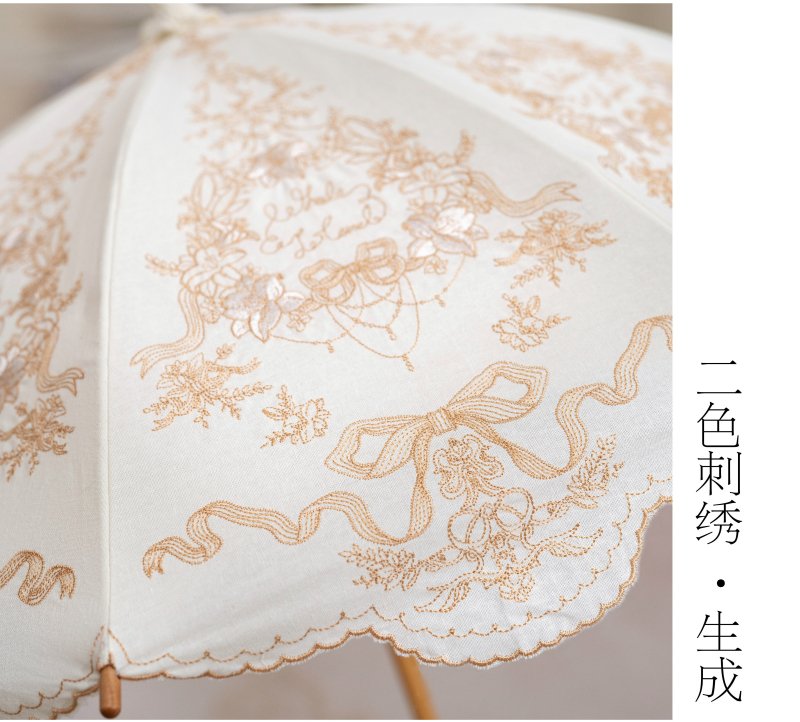 【受注終了/2023年9-11月発送予定】Antique Embroidery 日傘(2色刺繍ver.)【Whale Island】