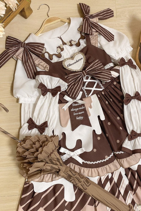 【受注予約~7/30】Chocolate Milk Pie ジャンパースカートセット【半糖猫丸】