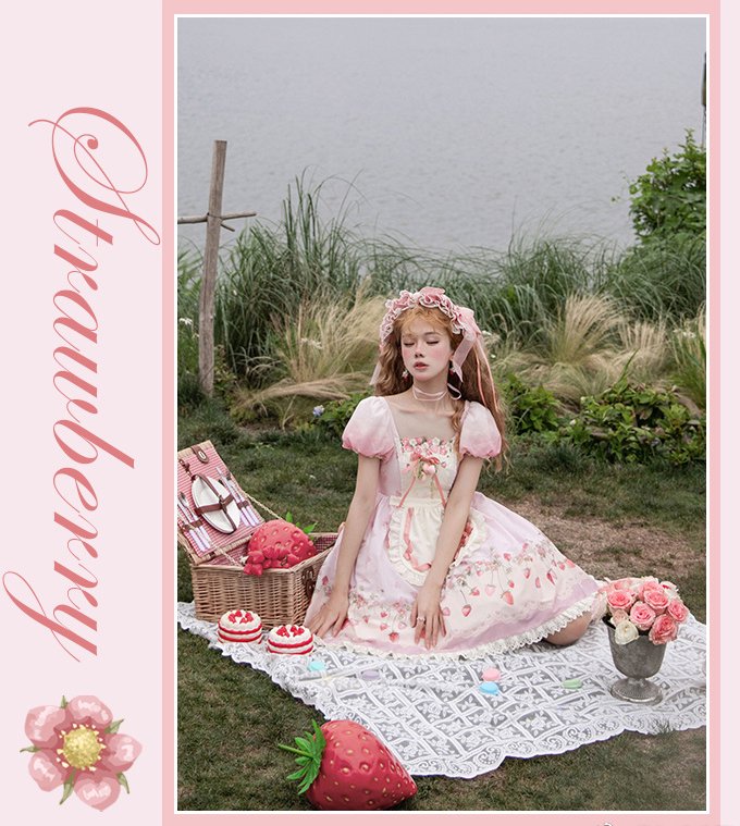 【受注予約~7/27】Strawberry Chiffon ワンピース【花与珍珠匣】